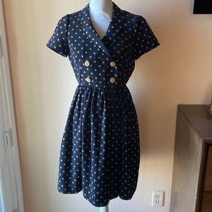 Forever 21 - Navy/Tan Polka Dot Dress - Size M